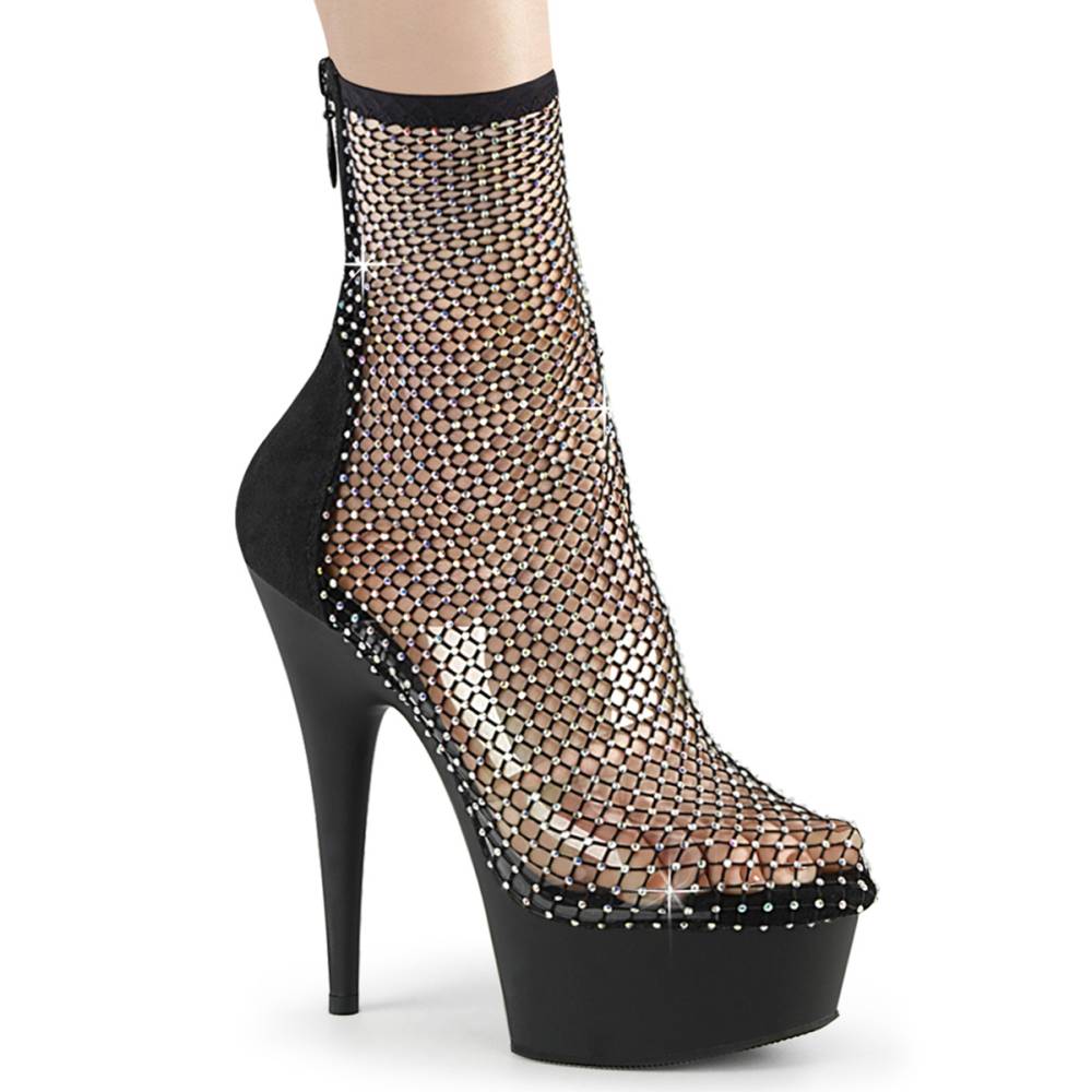 Pleaser - DELIGHT-1009 Plateau Laarzen, Paaldans schoenen - Zwart